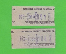 Mansfield District Traction - 2 x Setright Bus Tickets - early 1970s