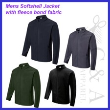 Mens Shower Proof Light Weight Soft shell Jacket with Fleece bonded Fabric New