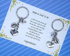 Poem Mum Dad To Be Pregnancy Expecting Handmade Charm Keyring baby shower gift