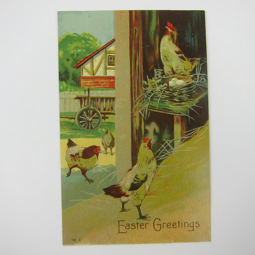 Easter postcard chickens - postcard,