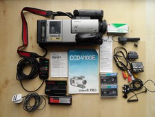 VINTAGE SONY CCD-V100E VIDEO 8 PRO CAMCORDER & ACCESORIES BCA 80 ECM-K120
