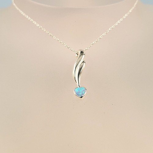 Opal silver pendant - silver,