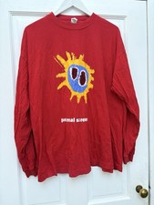 Original Vintage 90s Primal Scream Screamadelica Long Sleeve Red Top L/XL