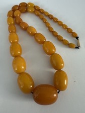 Antique Graduated Butterscotch Amber Bead Necklace - 51.0 GRAMMES