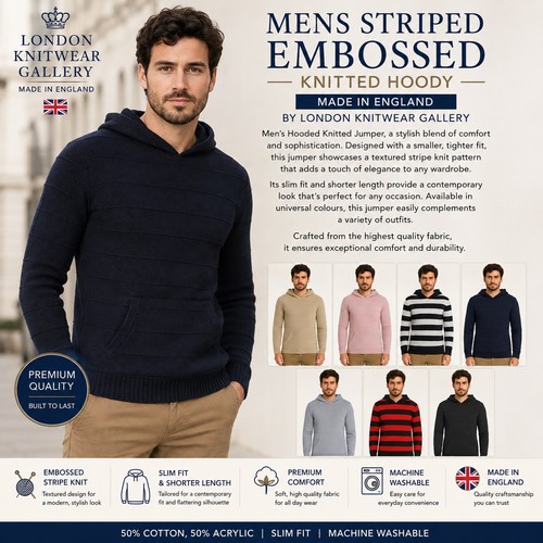 Mens knitted hoodie - hoodie, jumper