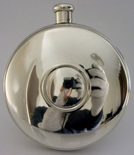 LARGE ENGLISH STERLING SILVER SPIRIT HIP FLASK 1998 HUNTING SHOOTING 160g