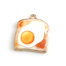 Enamel Charms Fried Egg On