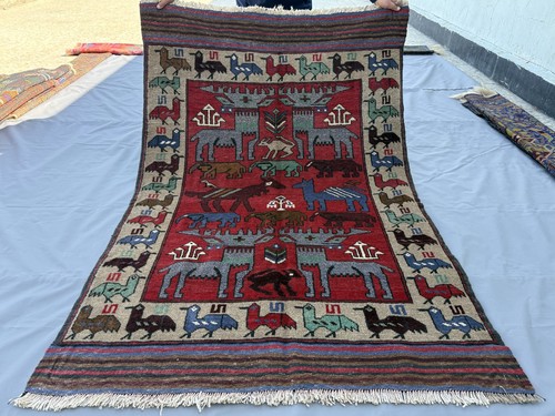 Red vintage afghan - red,