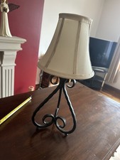 Partylite taper / votive holder lamp.  Black metal scroll cream shade 