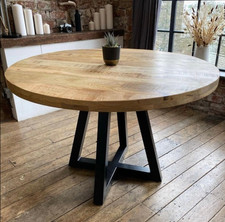 Ida Solid Mango Wood Industrial Dining Table 0.8m (129)