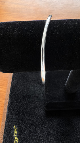 Silver tone thin bangle - silver,