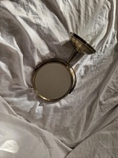 Vintage Brass-Tone Tabletop Vanity Mirror – Double-Sided with Magnifying Side