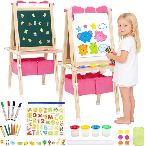 Art easel for kids wooden - easel,