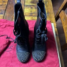 Christian Louboutin TS Croc Spiked Ankle Boots, Black calf leather Size 37 UK 5
