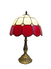 12inch Beige and Red Bistro Table Lamp 58cm Height