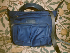 RADLEY NAVY NYLON SHOULDER/HANDBAG,INNER/OUTER POCKETS,CHARM, 34X24X10CMS