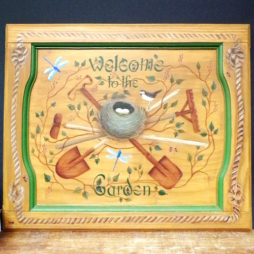 Garden welcome sign wooden - garden,