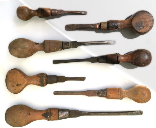 Lot vintage wooden handle - of,