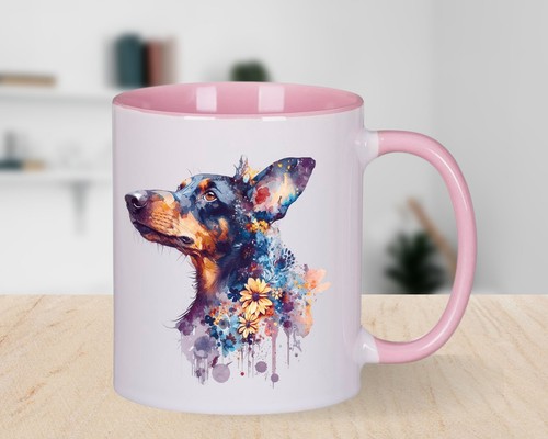 Pinscher pink coffee - coffee, mug