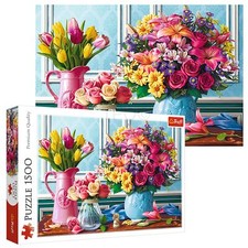 Trefl 1500 Piece Adult Large Fresh Flowers In Vases Roses Tulips Jigsaw Puzzle