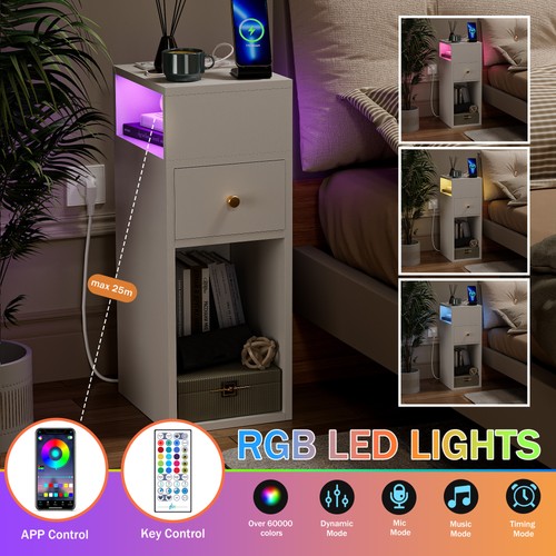 Led bedside table drawer - led, w/drawer