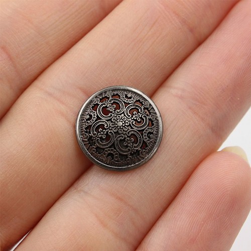 Ornate filigree metal button - ornate,