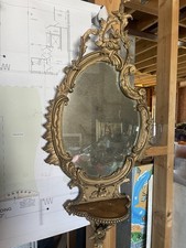 Antique gilt effect rococo style mirror, unique wonky with shelf   SS7 5XR