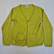 MISTRAL Cardigan 14 Green Women's 100% Cotton V-Neck Pockets
