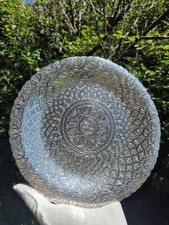 Vintage Egyptian 350g Solid 900 Silver Decorative Plate Engraved Hallmarked 24cm