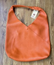 Vegan Orange Leather  Large Shopper Hobo Slouch Handbag Shoulder Bag BNWT