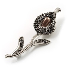 Jet Black Calla Lily Brooch