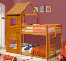3ft House Bunk Bed in Grey White Caramel With Mattress Options Kids Bedroom