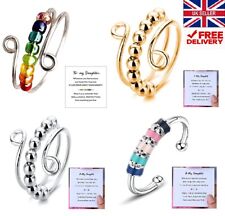 To My Daughter Anti Anxiety Ring Stress Relief Spinner Fidget Beads Women Girls