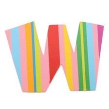 Door Sign Letter W Label Kids Room Wooden Pink Stripe Wendy Warren