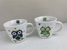 CUTE OWL MUGS x 2 - 8.8 CM  H