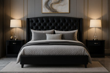 Pair of Black on Black Bedside