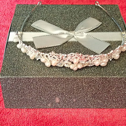 Silver bridal tiara with - silver,