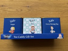 Tetley Tea Sugar Extra Strong Tins Caddies X 3 With Lids Storage Advertising 🫖 