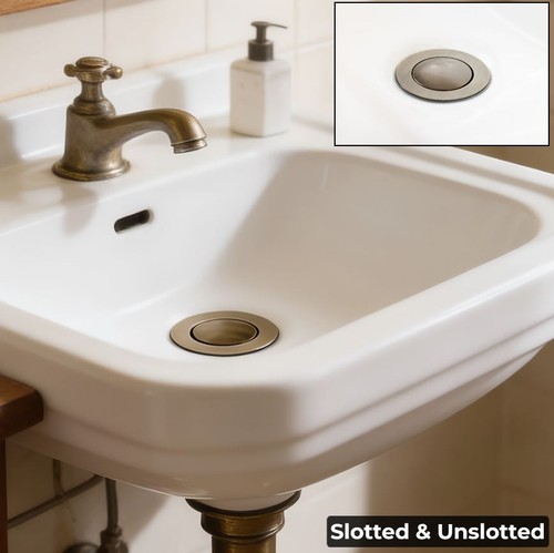 Antique brass basin waste push - antique,
