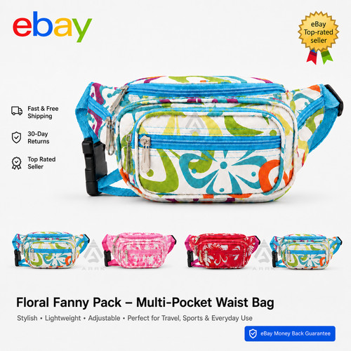 Bum bag floral multi pocket - floral, multi-pocket