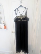 J Taylor Women's Full Length Maxi Dress Size 20 Black/Gold Straps