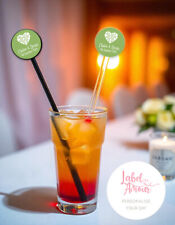 PERSONALISED Heart Wedding Favour Clear Cocktail Stirrers Swizzle pack of 12