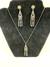 Victorian Style Past Times Necklace & Earrings | Vintage Crystal Dangle Set