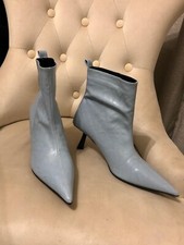 Women’s Ladies Sky Blue Soft Leather Ankle Boots Kitten Heel BNNT Uk 5 38