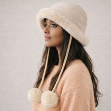 Beige Faux Suede Winter Bucket