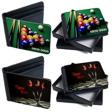 Personalised Mens Wallet Bi Fold Card Holder Darts Custom Text Birthday Gift