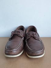 Mens UK 8. Timberland Ortholite Shoes. Deck Boat Moccasin Real Leather Lo Brown.