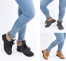 Womens  Faux Fur Ankle Boots