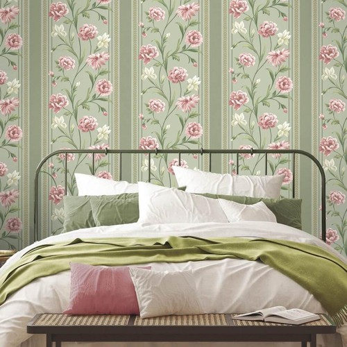 Sage green pink - green, floral