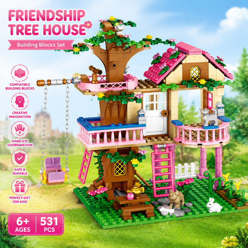 Girls tree house building - tree,
